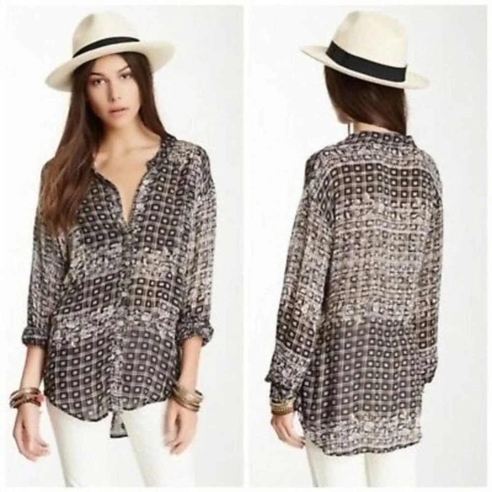 Free People Plaid Floral Caravan Top - Picture 10 of 11